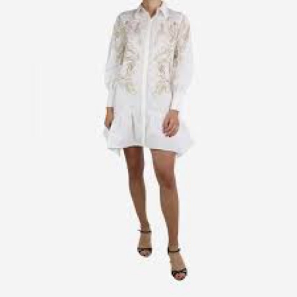 Roberto Cavalli Brasso Feather Shirtdress Sz 44 US Large